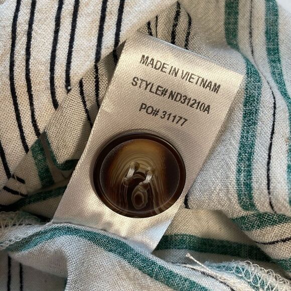 Lulus Back to Classics Green and White Striped Midi Shirt Dress Linen Blend S - Picture 10 of 14